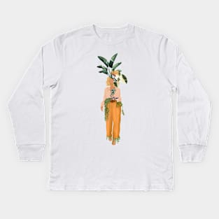 Modern plant Lady 6 Kids Long Sleeve T-Shirt